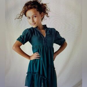 Matilda Jane Opening Night Tween Swiss Clip Dot Dress Size 12 NWT Emerald Green